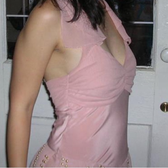 Rare | Sheri Blodell fluttery Pink dress with brass studs - Picture 3 of 3